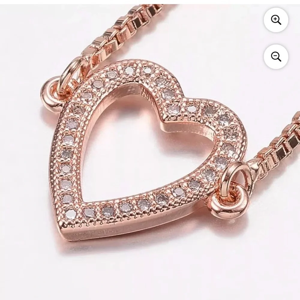 Elegant Rose Gold Heart Slider Bracelet Rose Gold 10-1/4